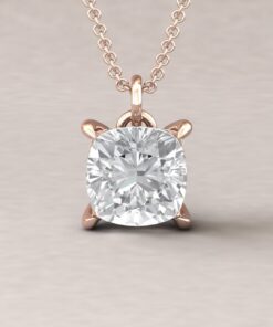 IGI Certified Cushion Cut Lab Grown Diamond Pendant Rose Gold LS5615