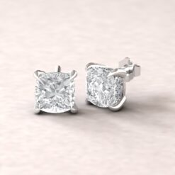 IGI Cushion Cut Lab Diamond Halo Earrings White Gold Platinum LS5614