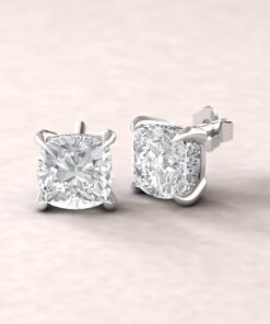 IGI Cushion Cut Lab Diamond Halo Earrings White Gold Platinum LS5614