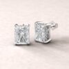 IGI Radiant Cut Lab Diamond Halo Earrings White Gold Platinum LS5630