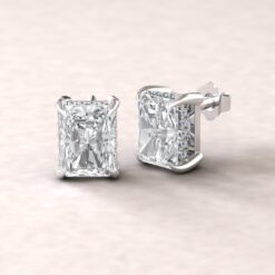 IGI Radiant Cut Lab Diamond Halo Earrings White Gold Platinum LS5630