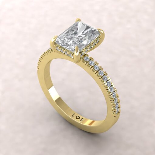 IGI Radiant Cut Lab Grown Diamond Engagement Ring Yellow Gold LS5487