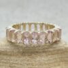 Oval Cut Pure Pink Morganite Gem Ring Full Eternity Rose Gold LS6363