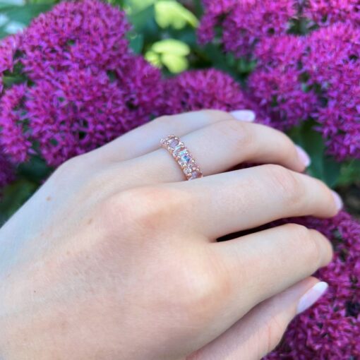 Oval Cut Pure Pink Morganite Gem Ring Full Eternity Rose Gold LS6363