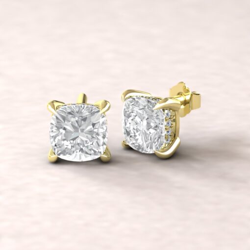 Square Cushion IGI Certified Lab Diamond Earrings Yellow Gold LS5614