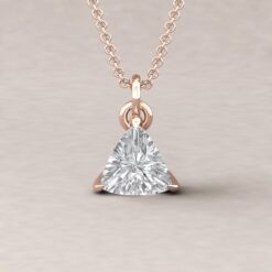 Trillion Cut IGI Lab Grown Diamond Pendant Claw Prong Rose Gold LS5625