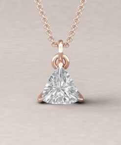 Trillion Cut IGI Lab Grown Diamond Pendant Claw Prong Rose Gold LS5625