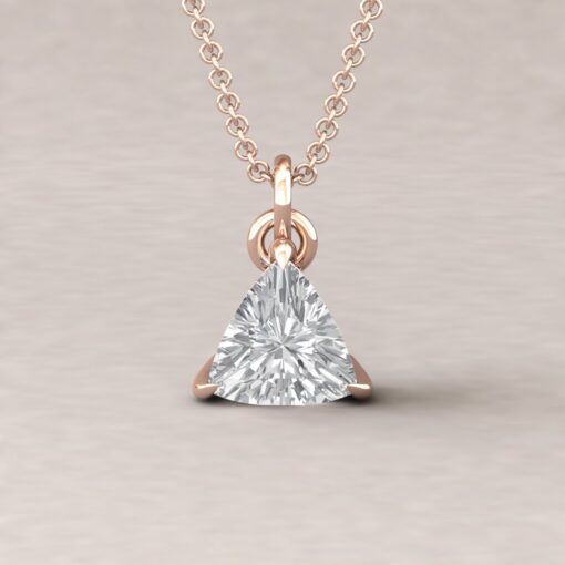 Trillion Cut IGI Lab Grown Diamond Pendant Claw Prong Rose Gold LS5625