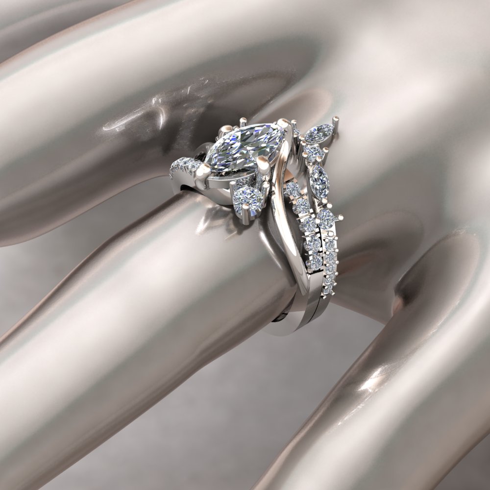 Custom moissanite chevron band for your bridal set - Image 9