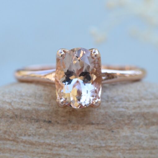 9x7mm Oval Morganite Ring with Petal Prongs 14k Rose Gold LS5860