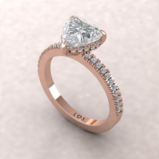 Certified Half Eternity Lab Diamond Engagement Ring Rose Gold LS5475