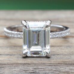 Emerald Cut IGI Lab Diamond Engagement Ring White Gold Platinum LS5840