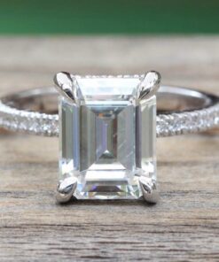 Emerald Cut IGI Lab Diamond Engagement Ring White Gold Platinum LS5840