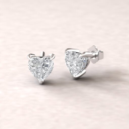 Genuine Heart Cut Lab Diamond Halo Earrings White Gold Platinum LS5626