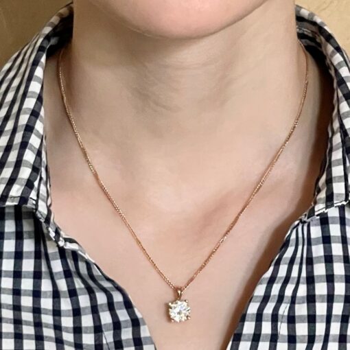 Genuine Moissanite Lab Diamond Alternative Necklace Rose Gold LS5617