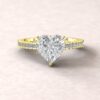 Heart Cut Lab Diamond Engagement Ring Hidden Halo Yellow Gold LS5475