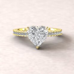 Heart Cut Lab Diamond Engagement Ring Hidden Halo Yellow Gold LS5475