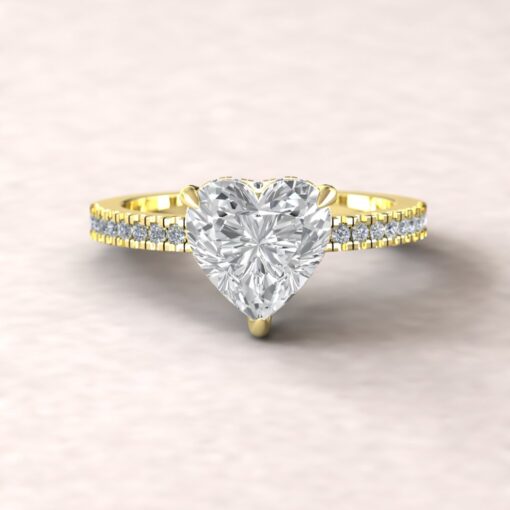 Heart Cut Lab Diamond Engagement Ring Hidden Halo Yellow Gold LS5475