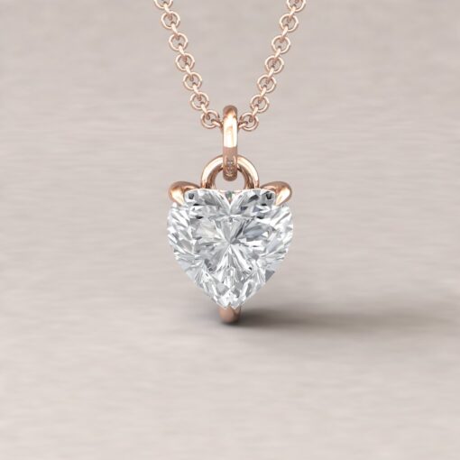 IGI Certified Heart Lab Diamond Hidden Halo Pendant Rose Gold LS5627