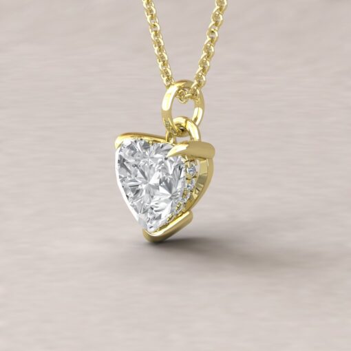 IGI Certified Heart Lab Diamond Hidden Halo Pendant Yellow Gold LS5627