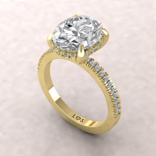 IGI Certified Lab Diamond Engagement Ring Side Halo Yellow Gold LS5828