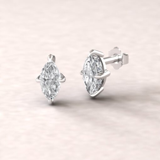 IGI Marquise Cut Lab Diamond Halo Earrings White Gold Platinum LS5628
