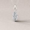 Marquise Cut Lab Diamond Fang Prong Pendant White Gold Platinum LS5629
