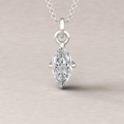 Marquise Cut Lab Diamond Fang Prong Pendant White Gold Platinum LS5629