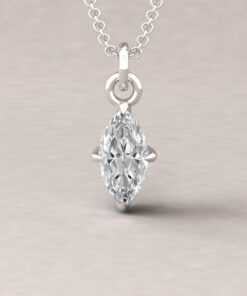 Marquise Cut Lab Diamond Fang Prong Pendant White Gold Platinum LS5629