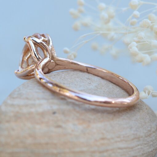 Morganite Engagement Ring Oval Cut Solitaire in 18k Rose Gold LS5860