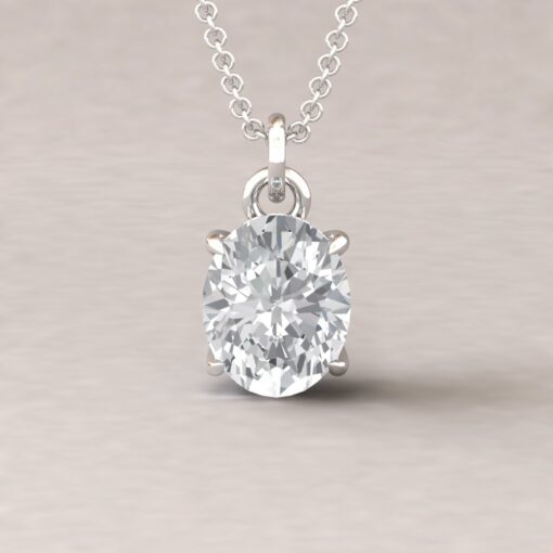 Oval Cut IGI Certified Lab Diamond Pendant White Gold Platinum LS5619