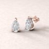 Pear Cut Lab Diamond Earrings Hidden Halo Claw Prongs Rose Gold LS5622