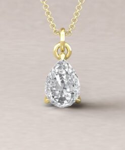 Pear Cut Lab Diamond Moissanite Pendant Claw Prongs Yellow Gold LS5623