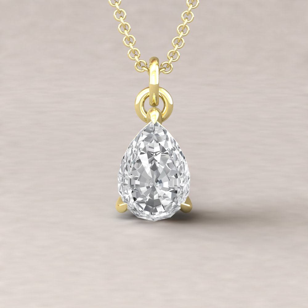 Pear Cut Lab Diamond Moissanite Pendant Claw Prongs Yellow Gold LS5623