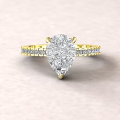 Pear Lab Grown Diamond Engagement Ring Hidden Halo Yellow Gold LS5486