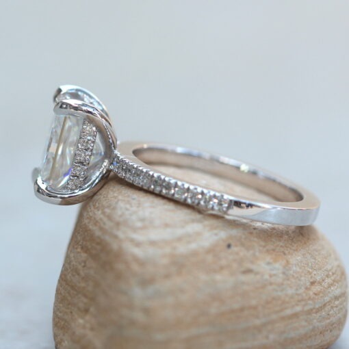 Radiant Moissanite Ring with Diamonds 9x7mm in Platinum LS5489
