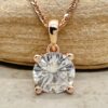 Round Cut IGI Lab Grown Diamond Necklace Claw Prongs Rose Gold LS5617
