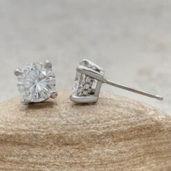 Round Cut Lab Diamond Moissanite Earrings White Gold Platinum LS5616