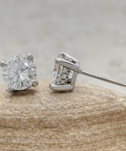 Round Cut Lab Diamond Moissanite Earrings White Gold Platinum LS5616