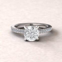 Round Cut Lab Grown Diamond Engagement Ring White Gold Platinum LS5466