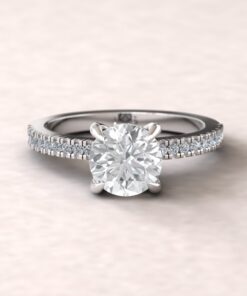 Round Cut Lab Grown Diamond Engagement Ring White Gold Platinum LS5466