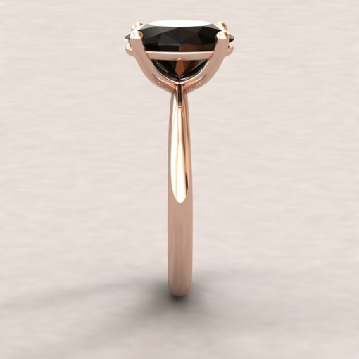 Custom black blue sapphire solitaire ring in 14k rose gold with moissanite band - Image 8