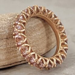 Full Eternity Round Morganite Gemstone Wedding Band Rose Gold LS6306