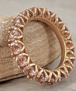 Full Eternity Round Morganite Gemstone Wedding Band Rose Gold LS6306
