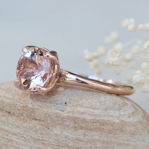 Morganite Engagement Ring 8mm Round Cut in 18k Rose Gold LS5866