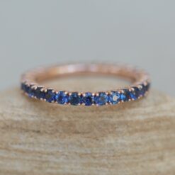 Round Cut Sapphire September Birthstone Stacking Ring Rose Gold LS6423