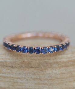 Round Cut Sapphire September Birthstone Stacking Ring Rose Gold LS6423