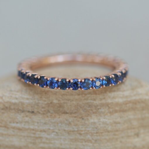 Round Cut Sapphire September Birthstone Stacking Ring Rose Gold LS6423
