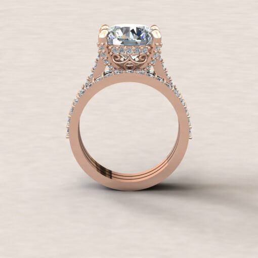 Custom 9mm round moissanite and diamond bridal set - Image 7