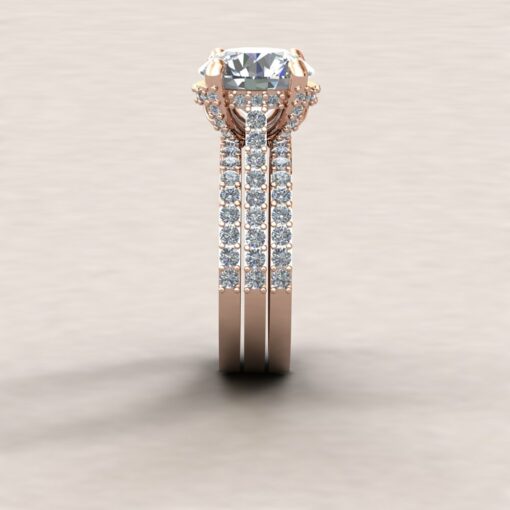 Custom 9mm round moissanite and diamond bridal set - Image 8